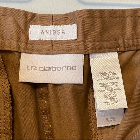 Liz Claiborne-ANISSA Tan Colour High Rise Pant 98% Cotton 2 % LYCRA Size 12 - Picture 8 of 16